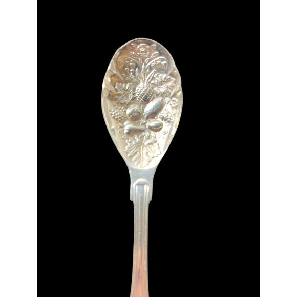 Vintage Sheffield English Silver Plate Kings Pattern Ornate Berry Sugar Spoon - Picture 8 of 8